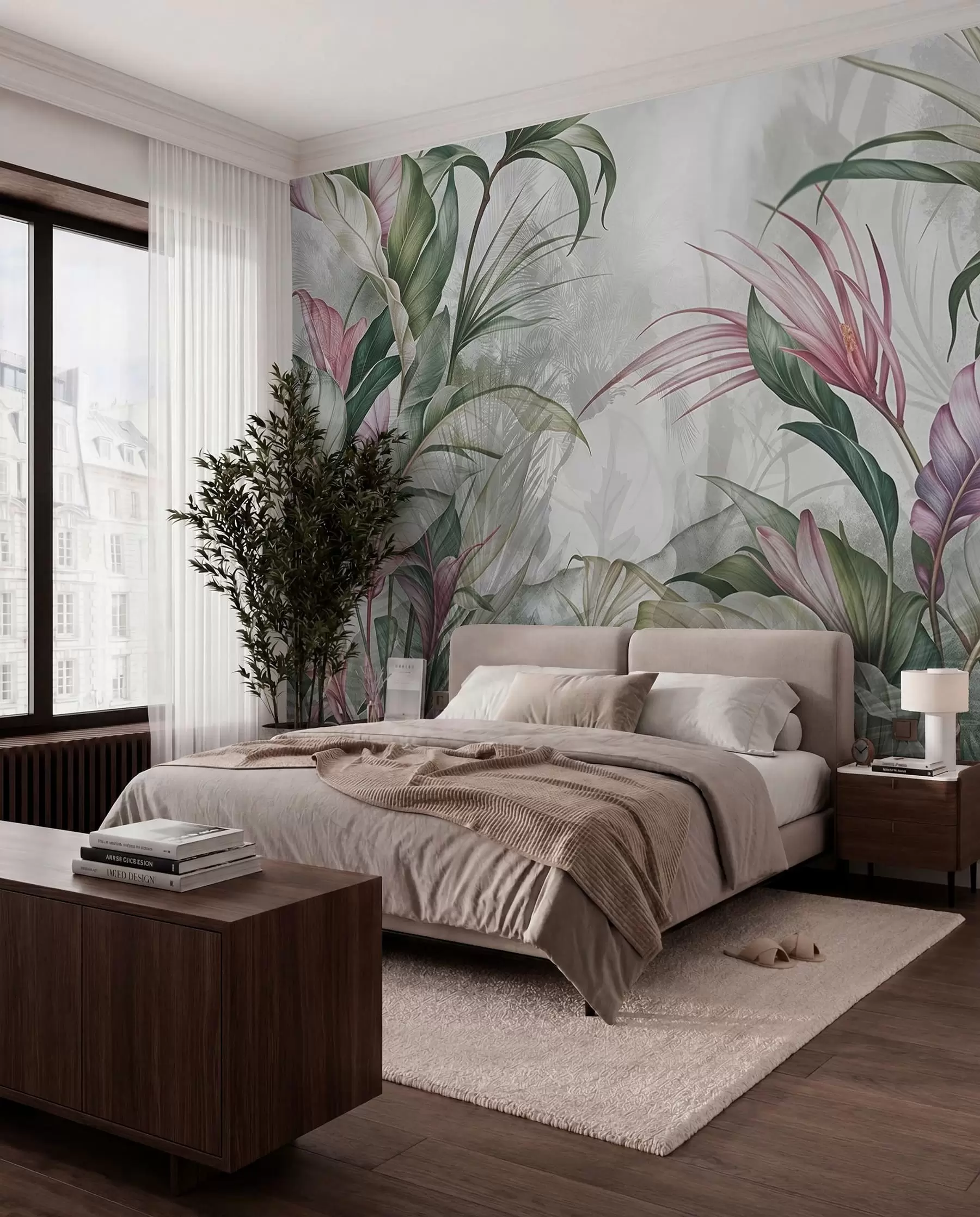 Wall Mural Photo Wallpaper Rose and Green Foliage w08375