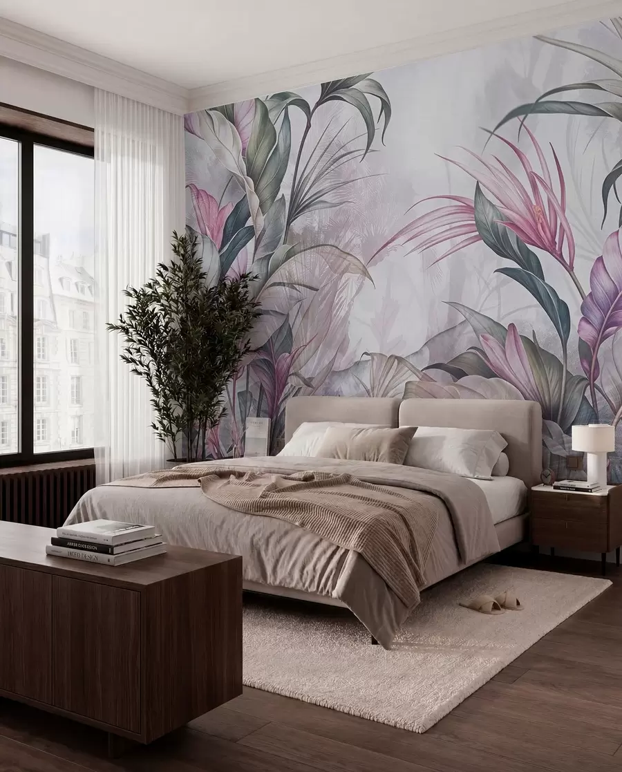 peintures murales Feuillage mauve et sauge w08375v1