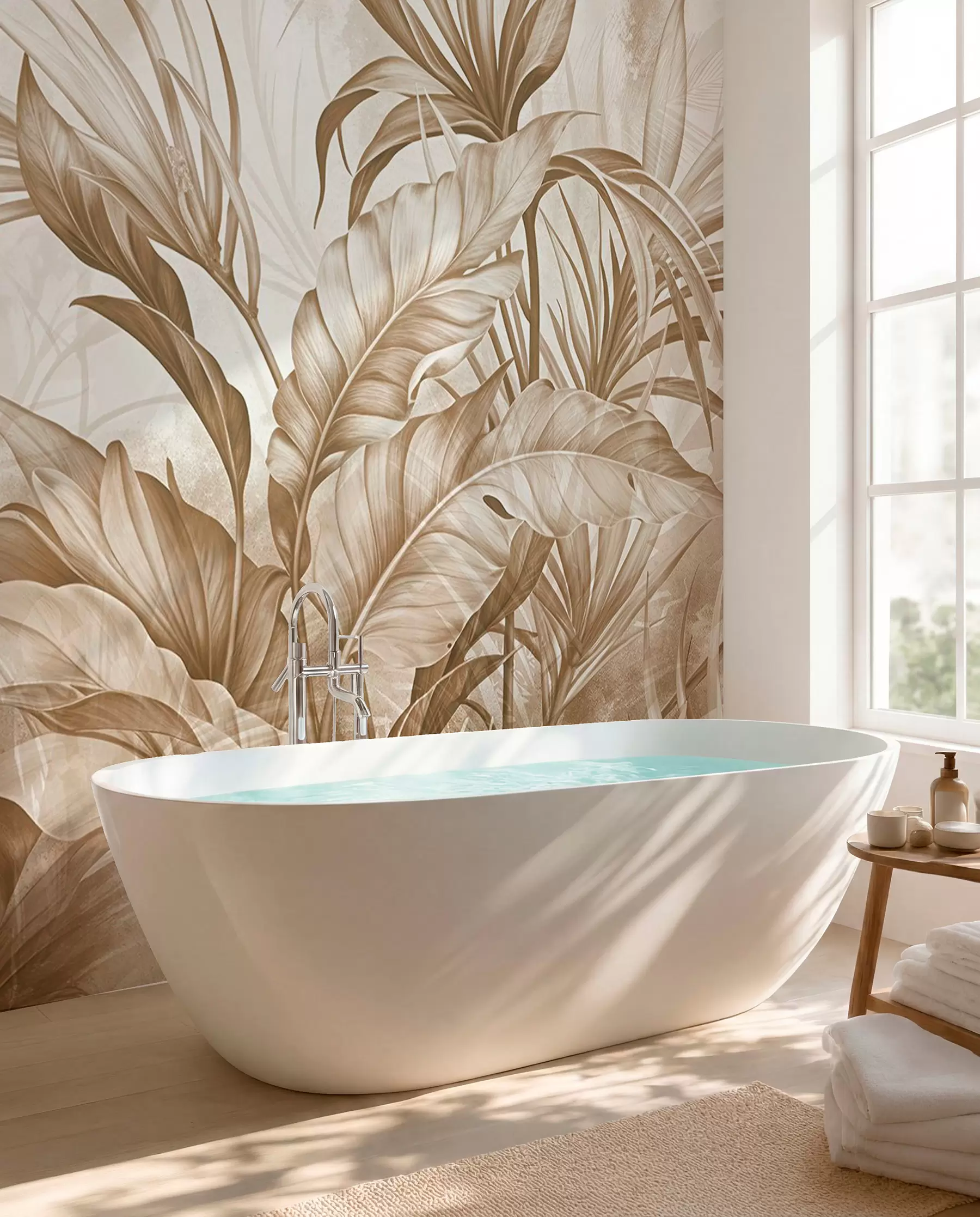 Wall Mural Photo Wallpaper Foliage in Sepia and Sand w08375v2