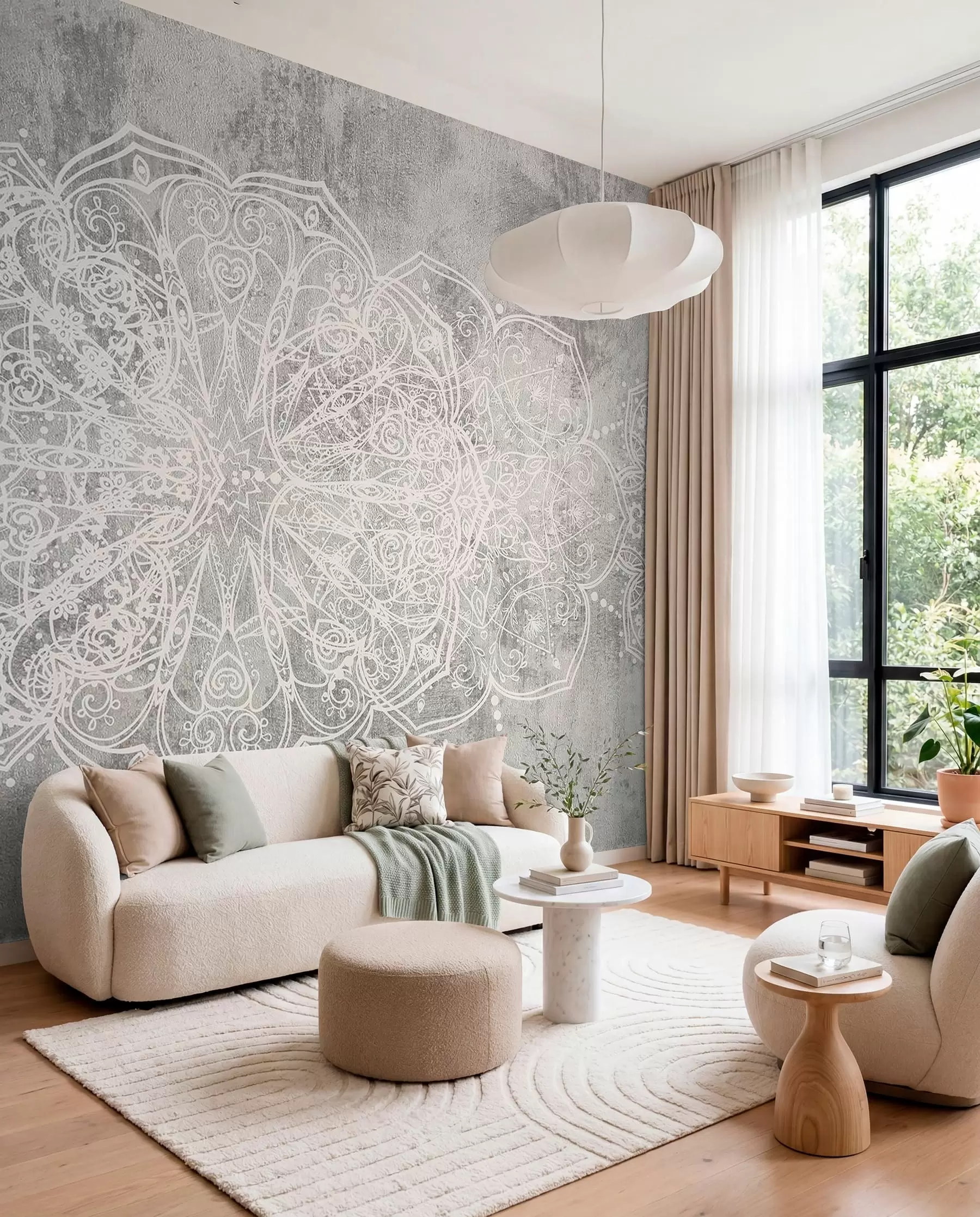 wall murals Silver Lace Mandala w08387