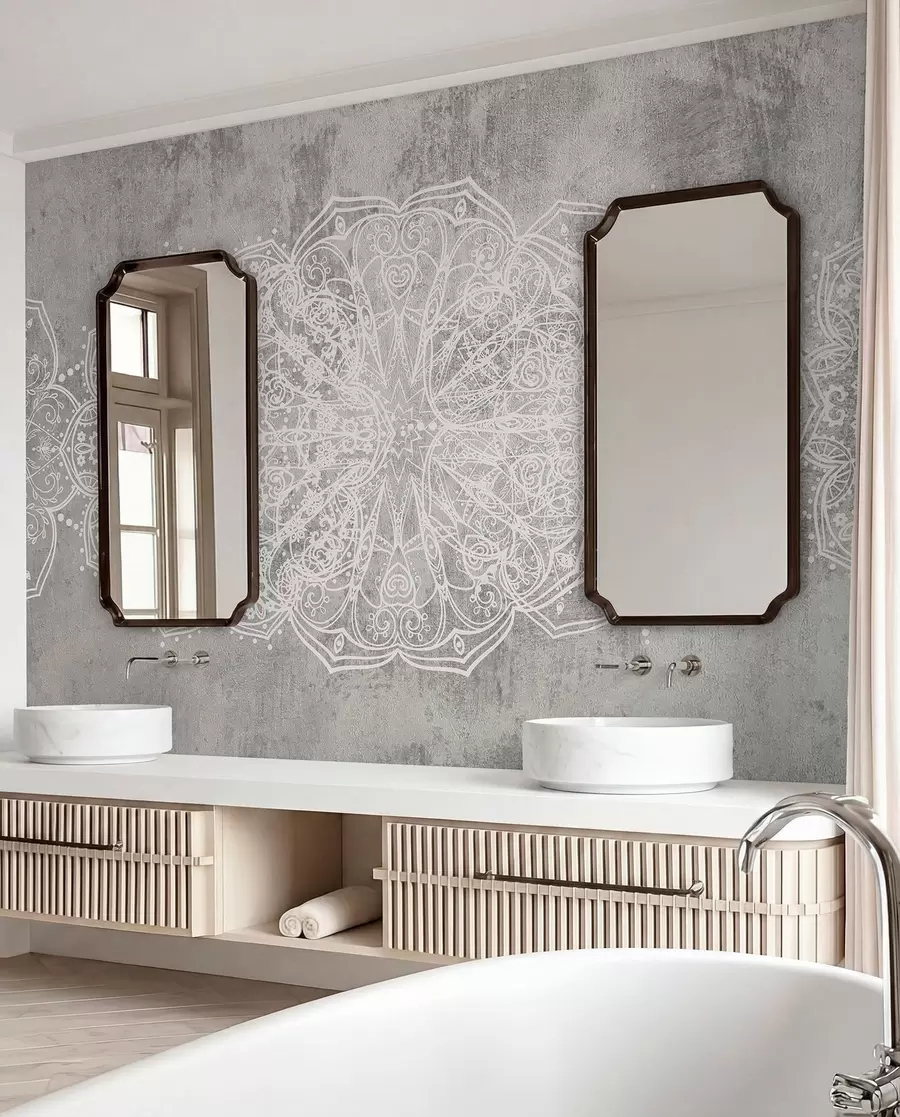wall murals Silver Lace Mandala w08387