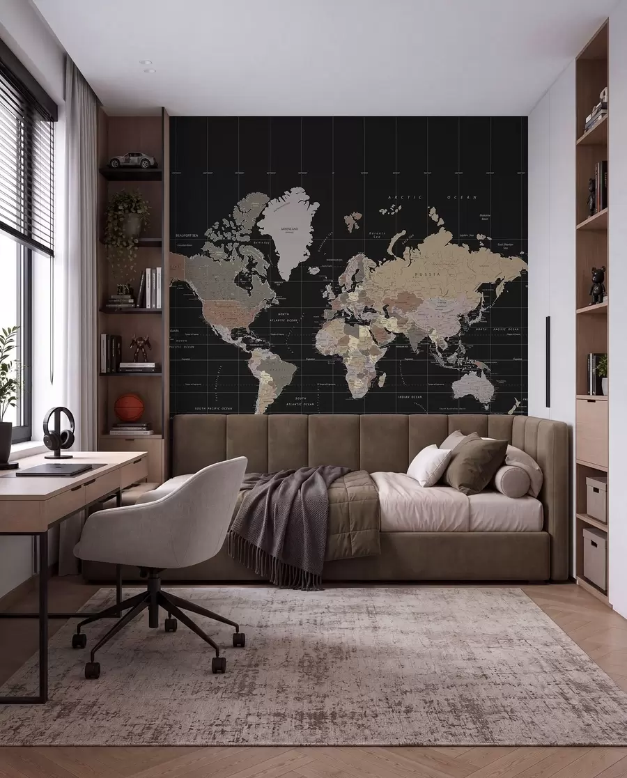 peintures murales Carte du monde avec les contours de divers pays u99477d1