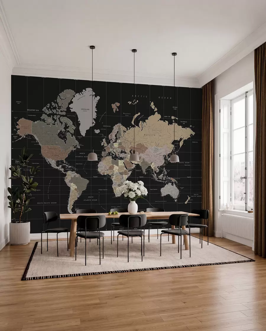 wall murals World map with diverse countries outlined u99477d1
