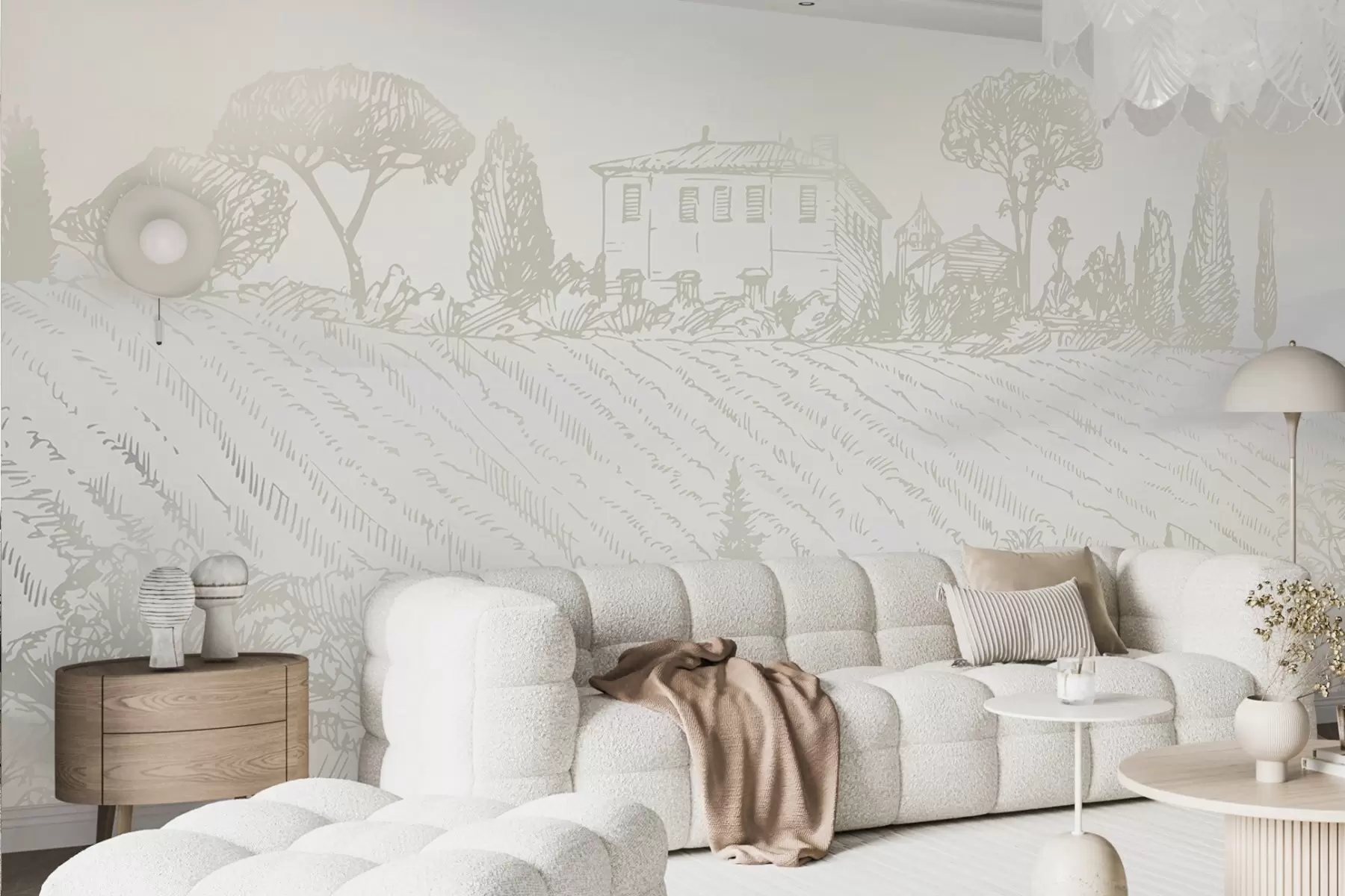 wall murals Serene countryside with gentle hills u99571