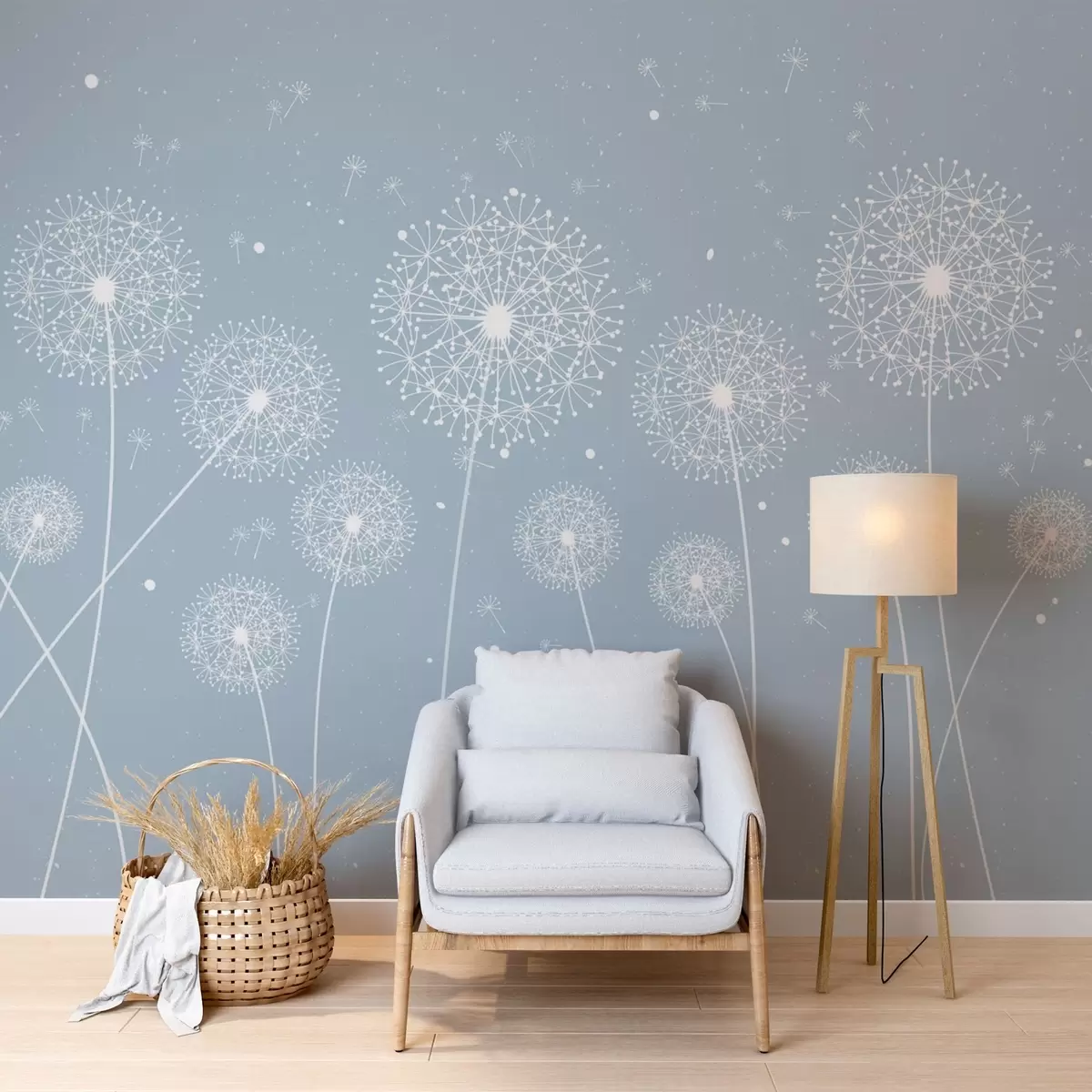 wall murals Delicate dandelions dancing in the breeze w00754v3