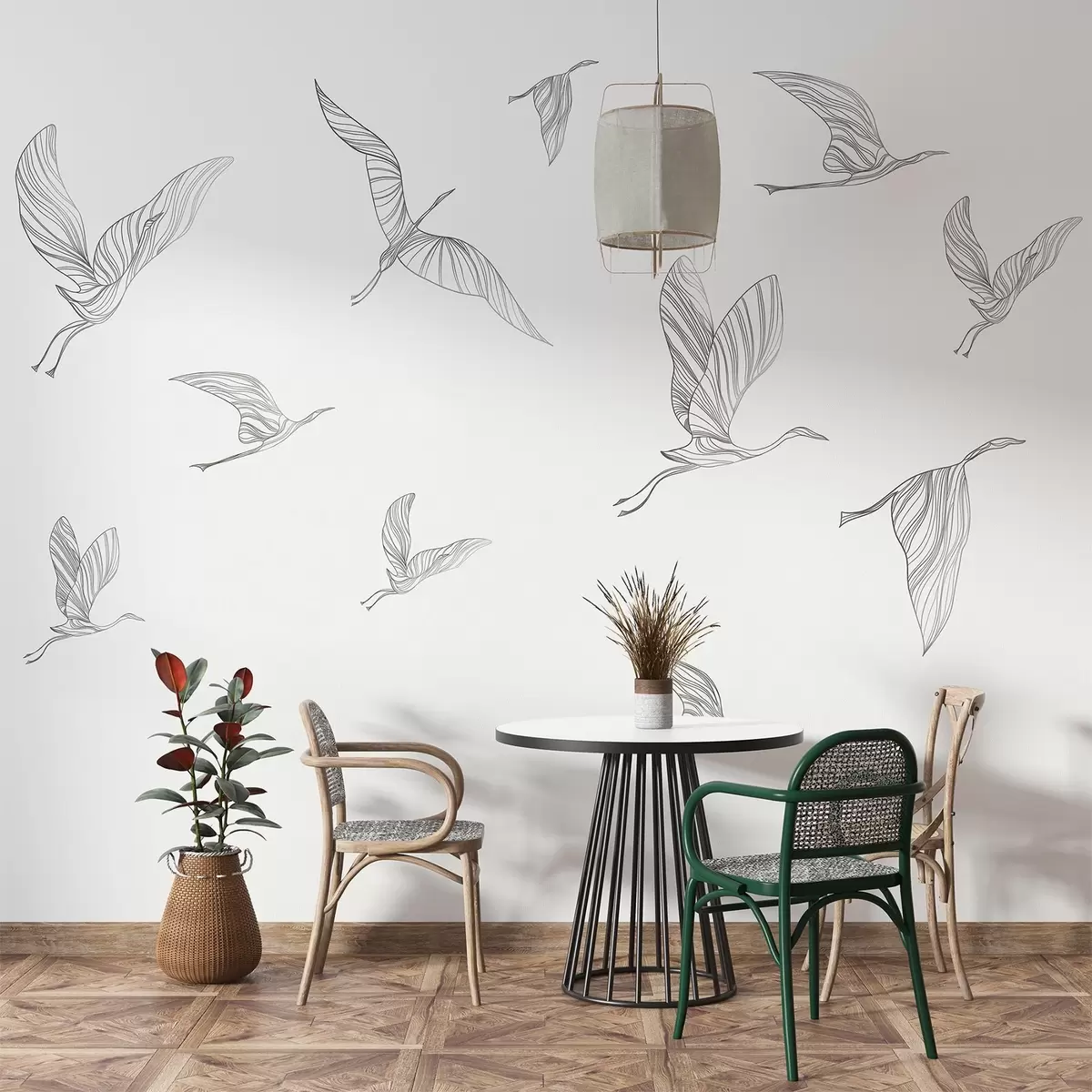 murales Elegantes pájaros surcando el cielo w00758