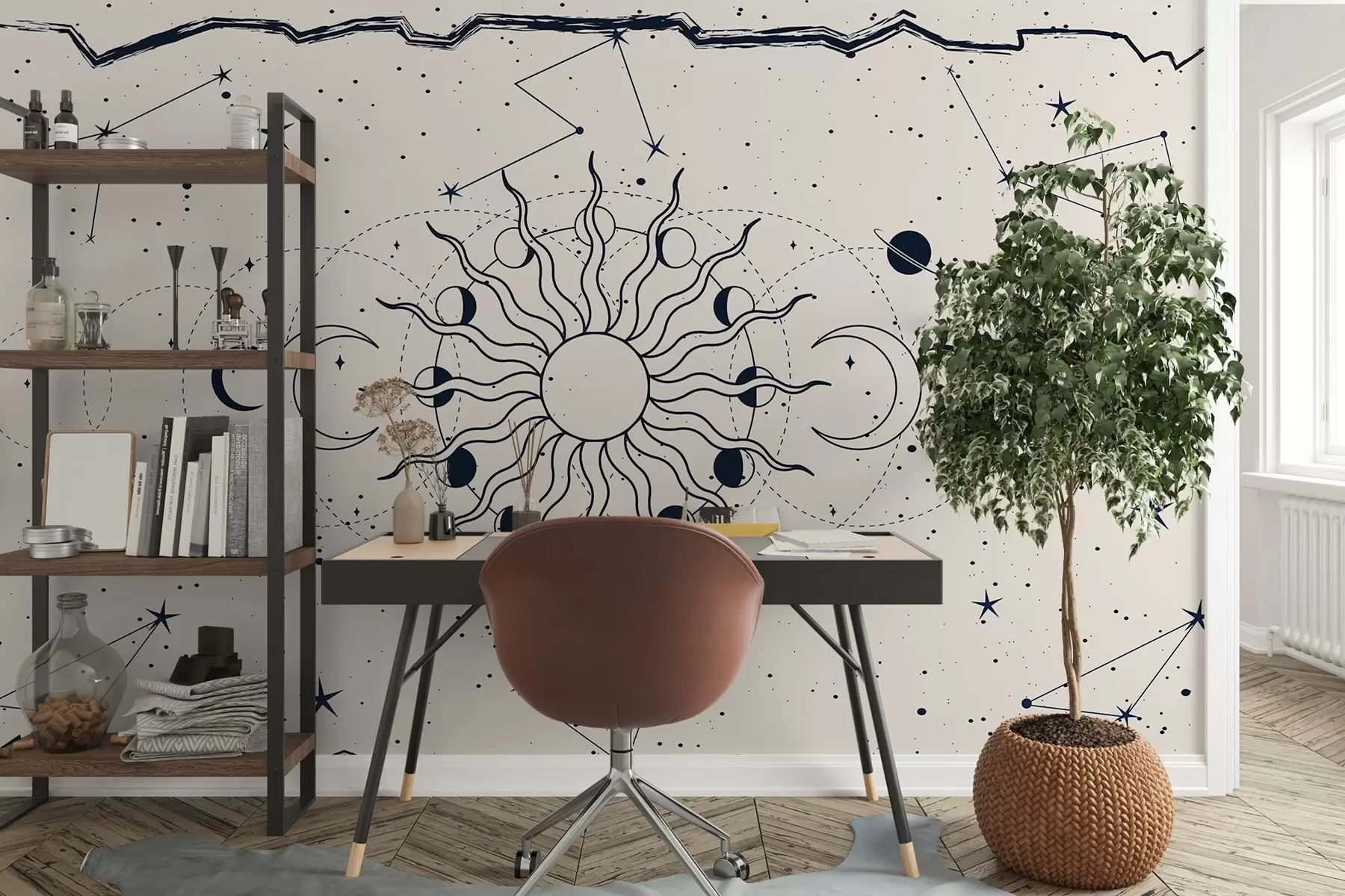 wall murals Cosmic patterns of sun and moon w00824