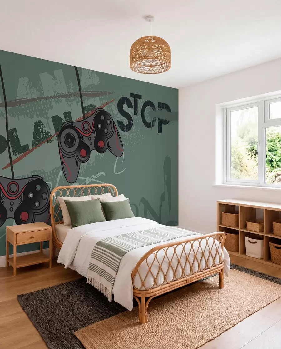 peintures murales Place au jeu en vert w00829v2