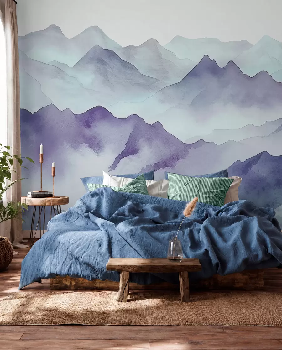 Wall Mural Photo Wallpaper Misty mountains in soft hues w00841v1