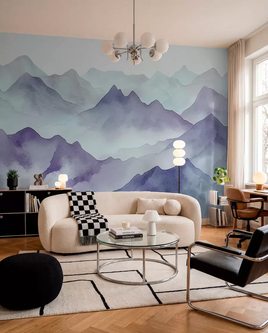 Wall Mural Photo Wallpaper Misty mountains in soft hues w00841v1