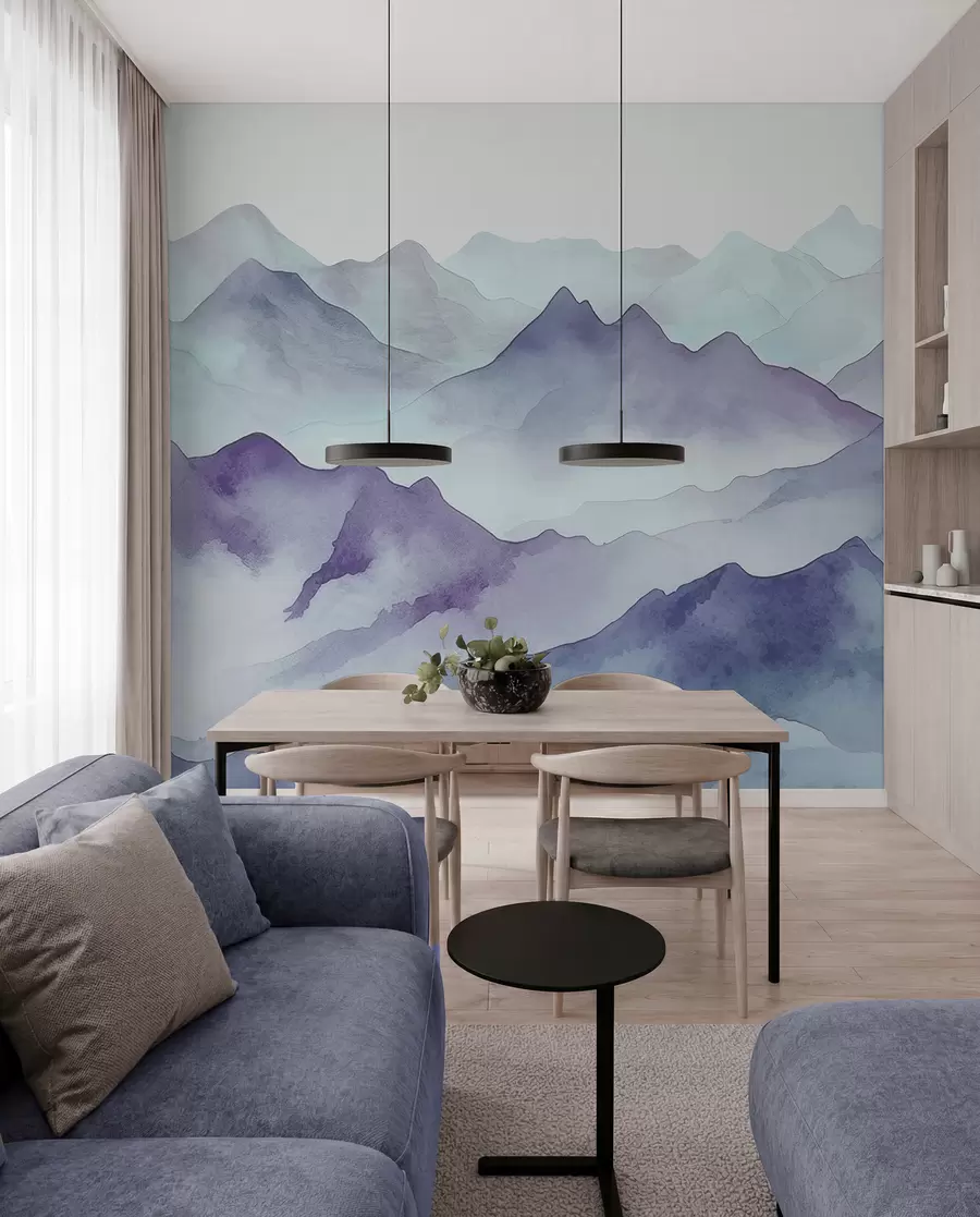 Wall Mural Photo Wallpaper Misty mountains in soft hues w00841v1