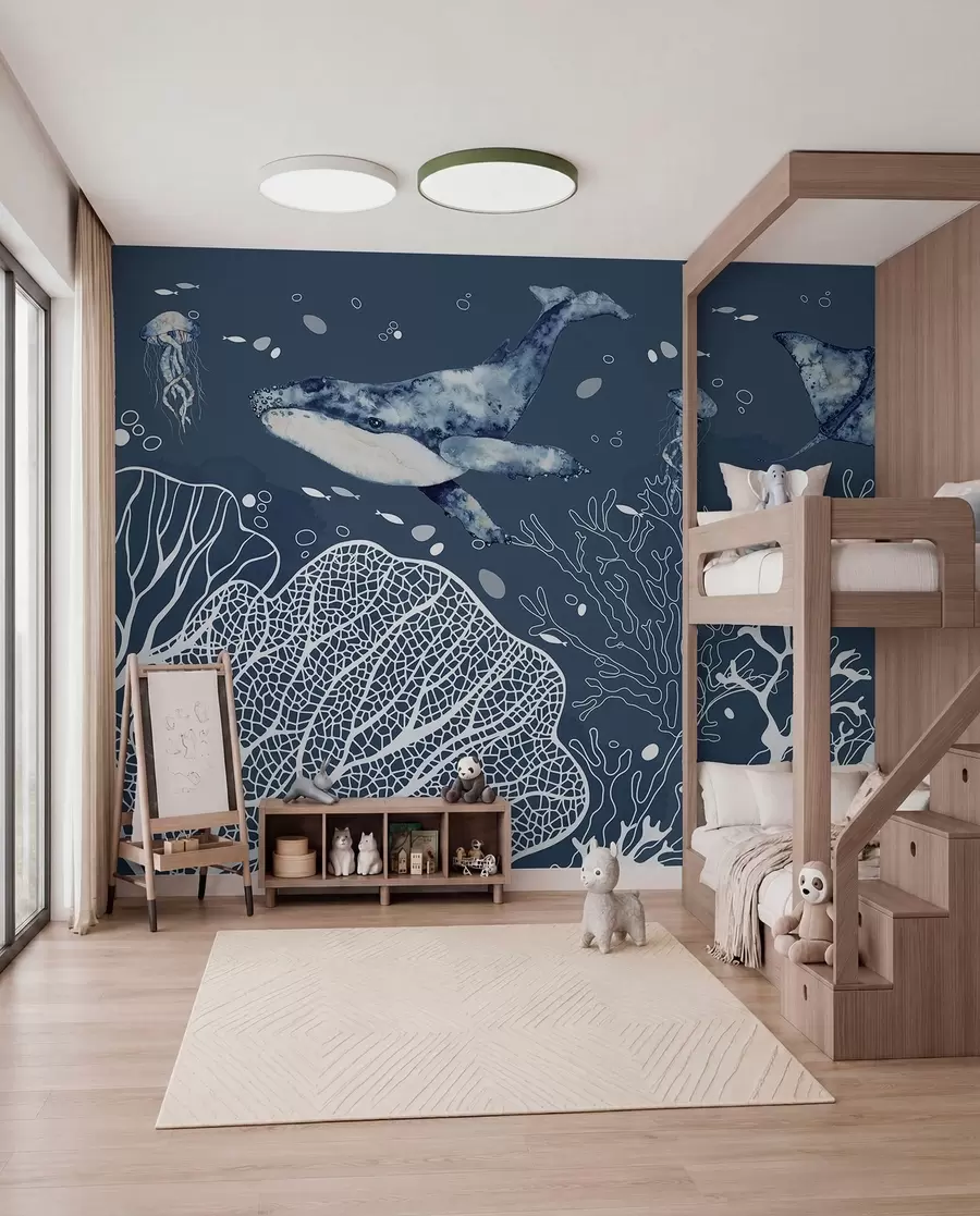 peintures murales Merveilles sous-marines dans des bleus sereins w00848v1