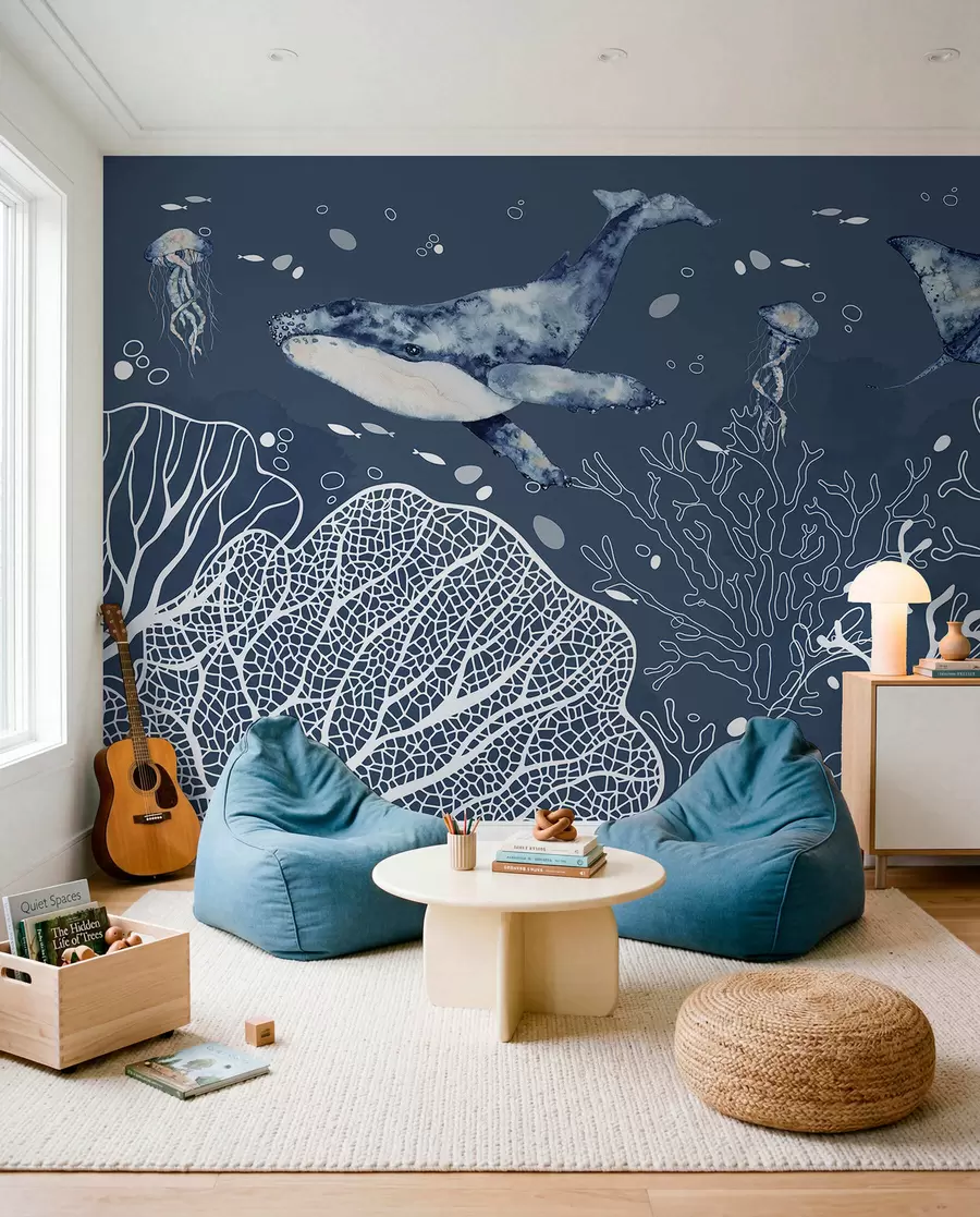 wall murals Underwater wonders in serene blues w00848v1