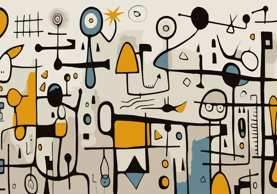 peintures murales Art abstrait avec des formes géométriques dans le style Art nouveau w02029