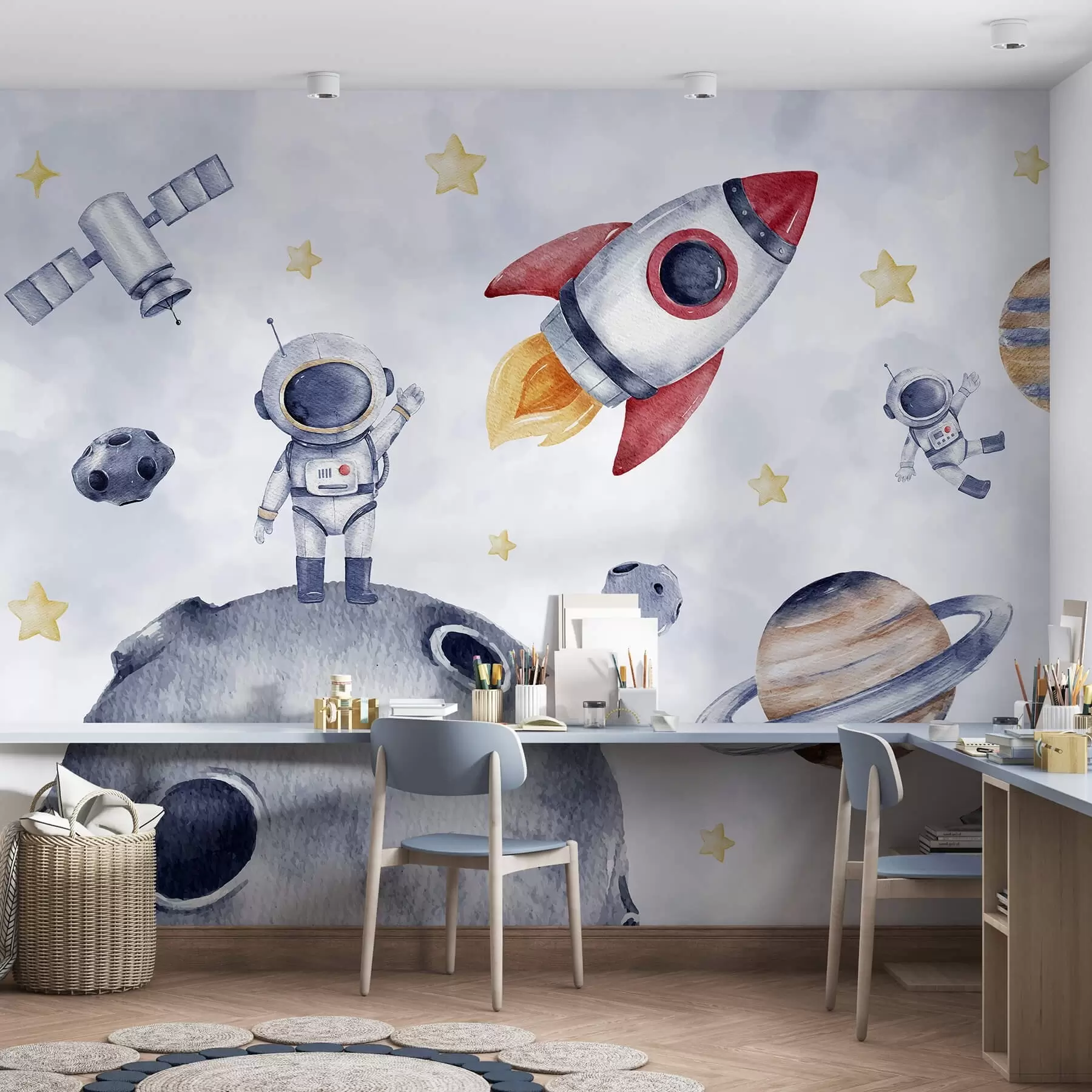 peintures murales Les astronautes dans l'espace w01461