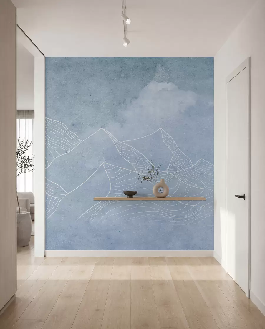 peintures murales Des montagnes sereines dans des tons bleus doux u98839v1