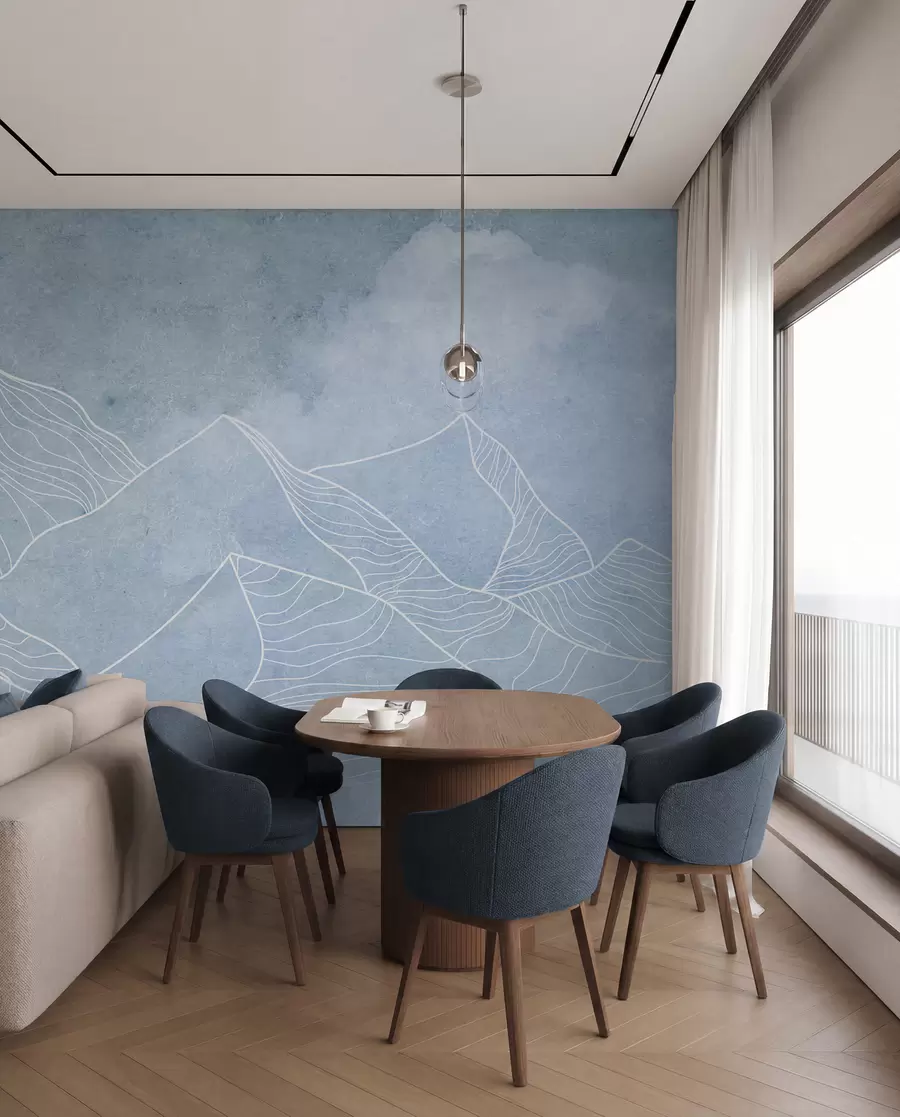 wall murals Serene mountains in soft blue hues u98839v1