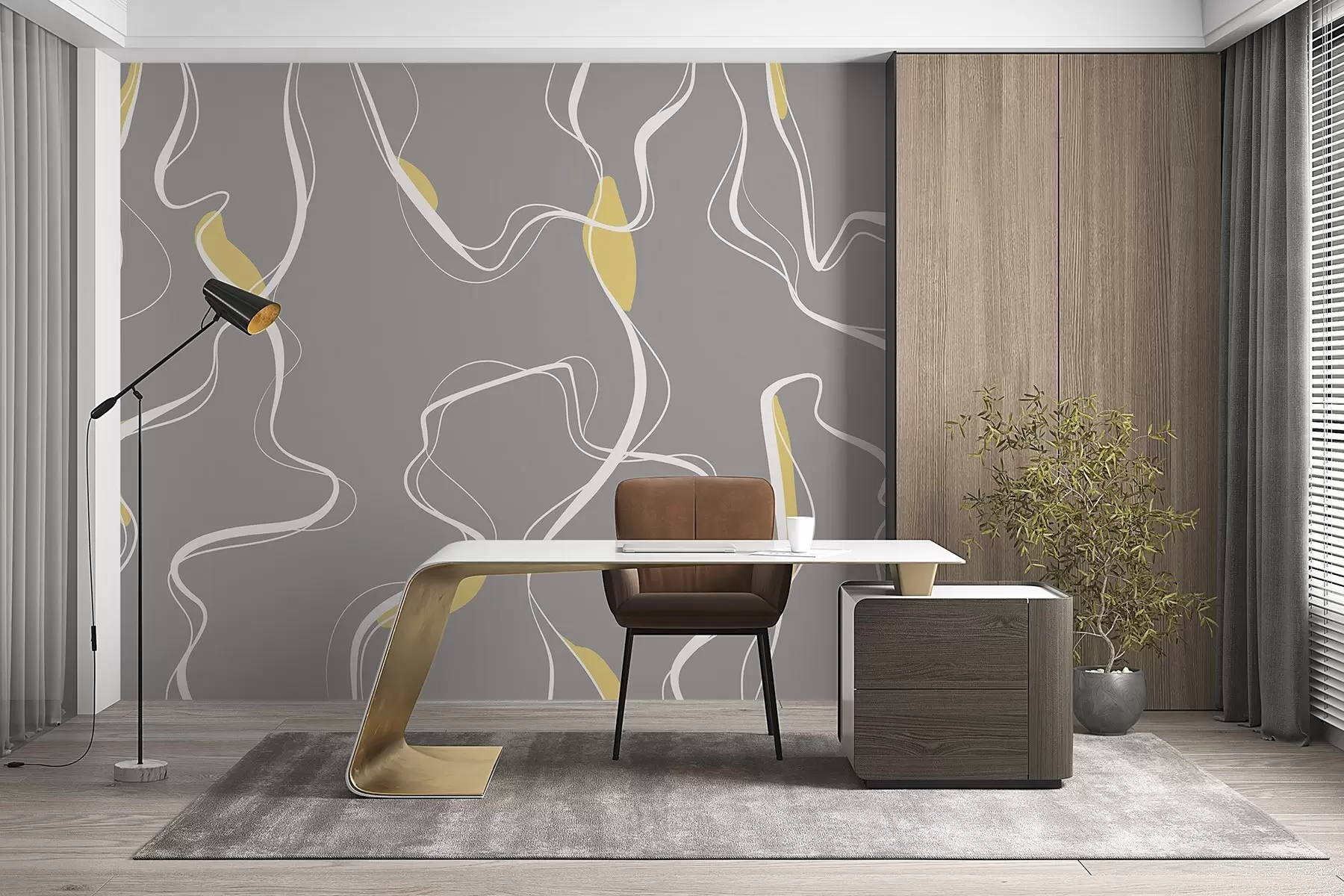 wall murals Abstract lines in soft color scheme u99659v1