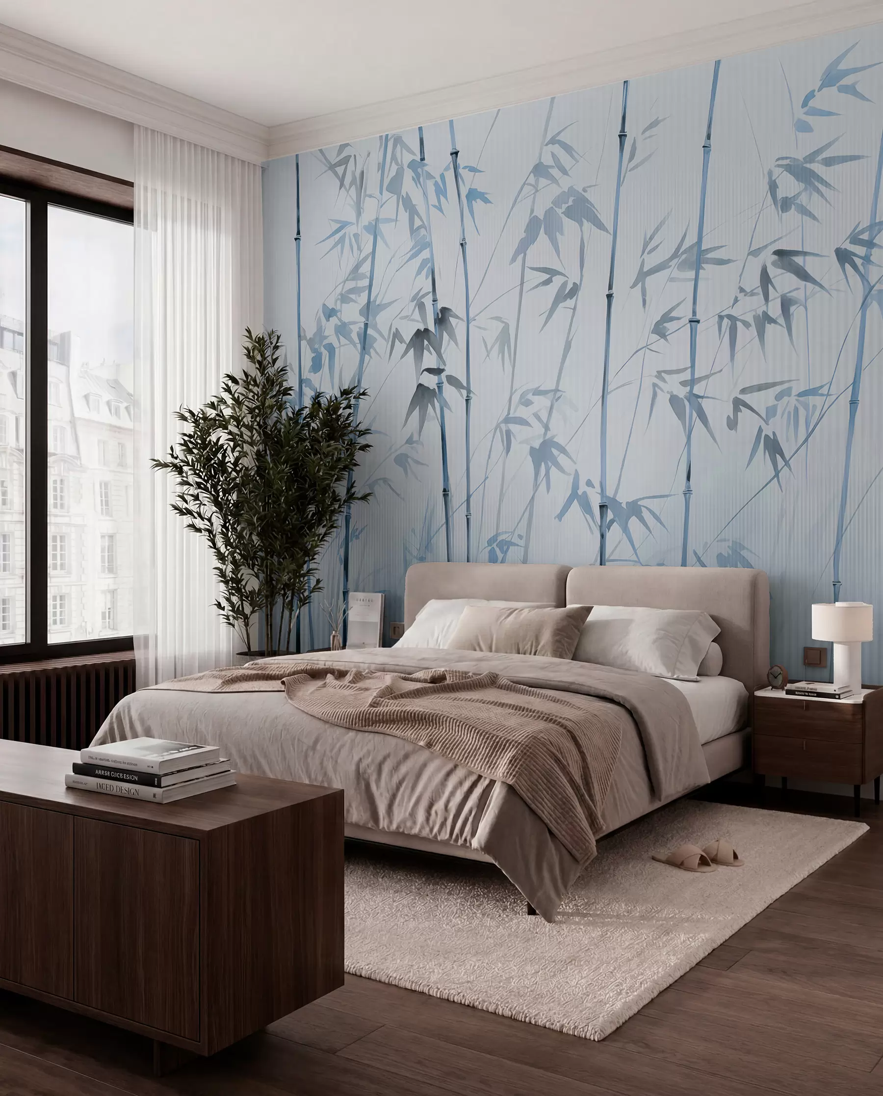 wall murals Watercolor bamboo w08390v1