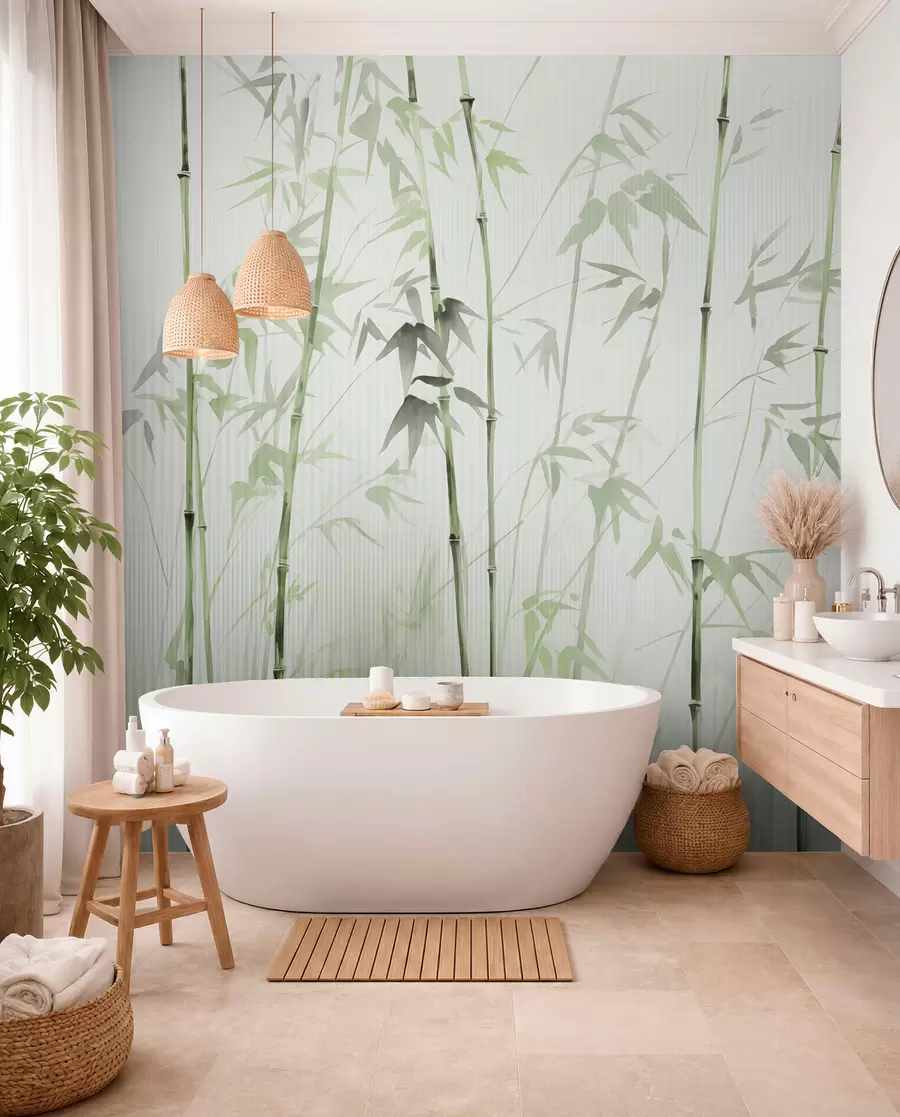 wall murals Watercolor bamboo w08390v2