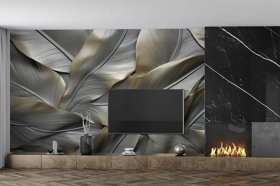 Wall Mural Photo Wallpaper Volumetric banana leaves w08394