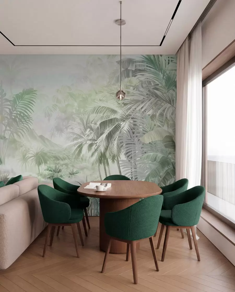 Wall Mural Photo Wallpaper Rainforest in soft green tones w01931v1