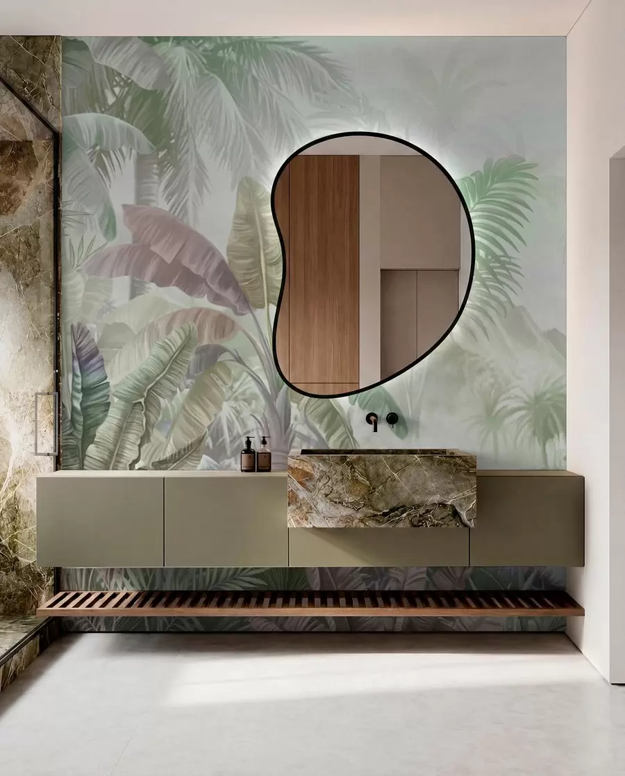 wall murals Rainforest in soft green tones w01931v1