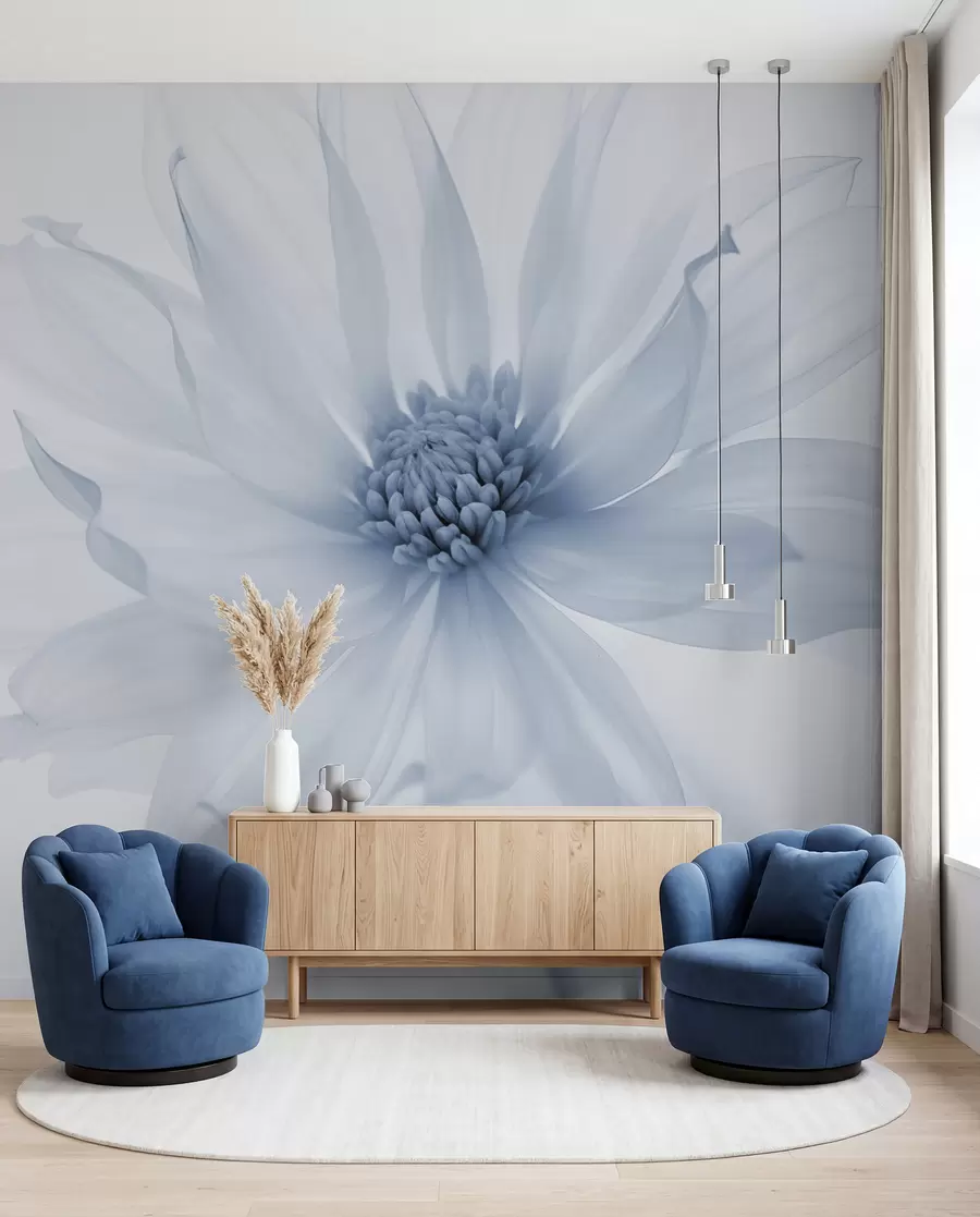 wall murals Delicate blue flower on a light background w02077