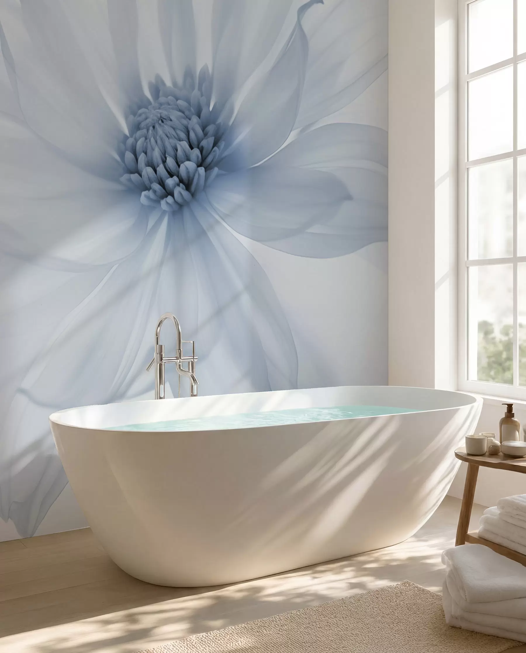 wall murals Delicate blue flower on a light background w02077