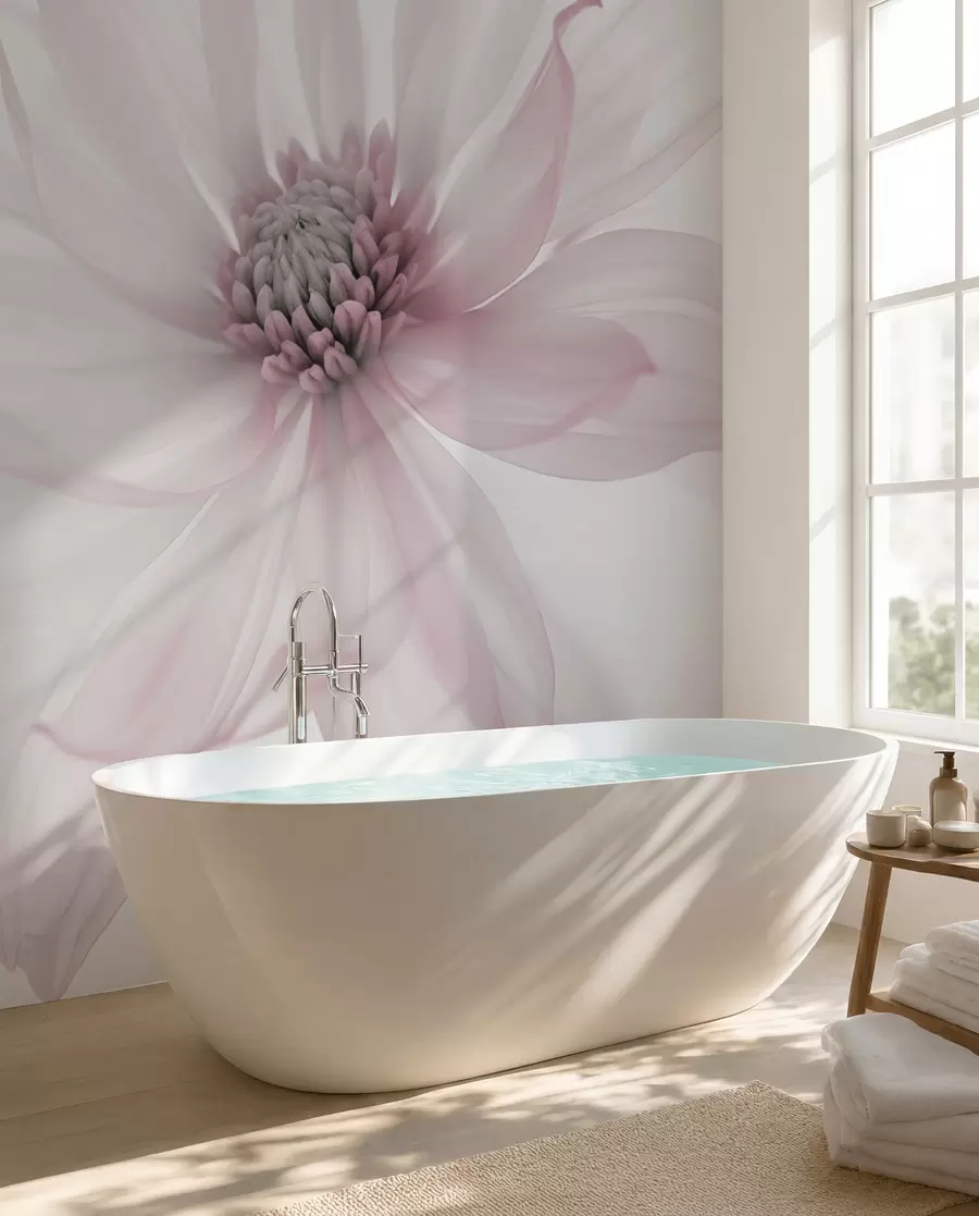 murales Delicada flor rosa sobre fondo claro w02077v2