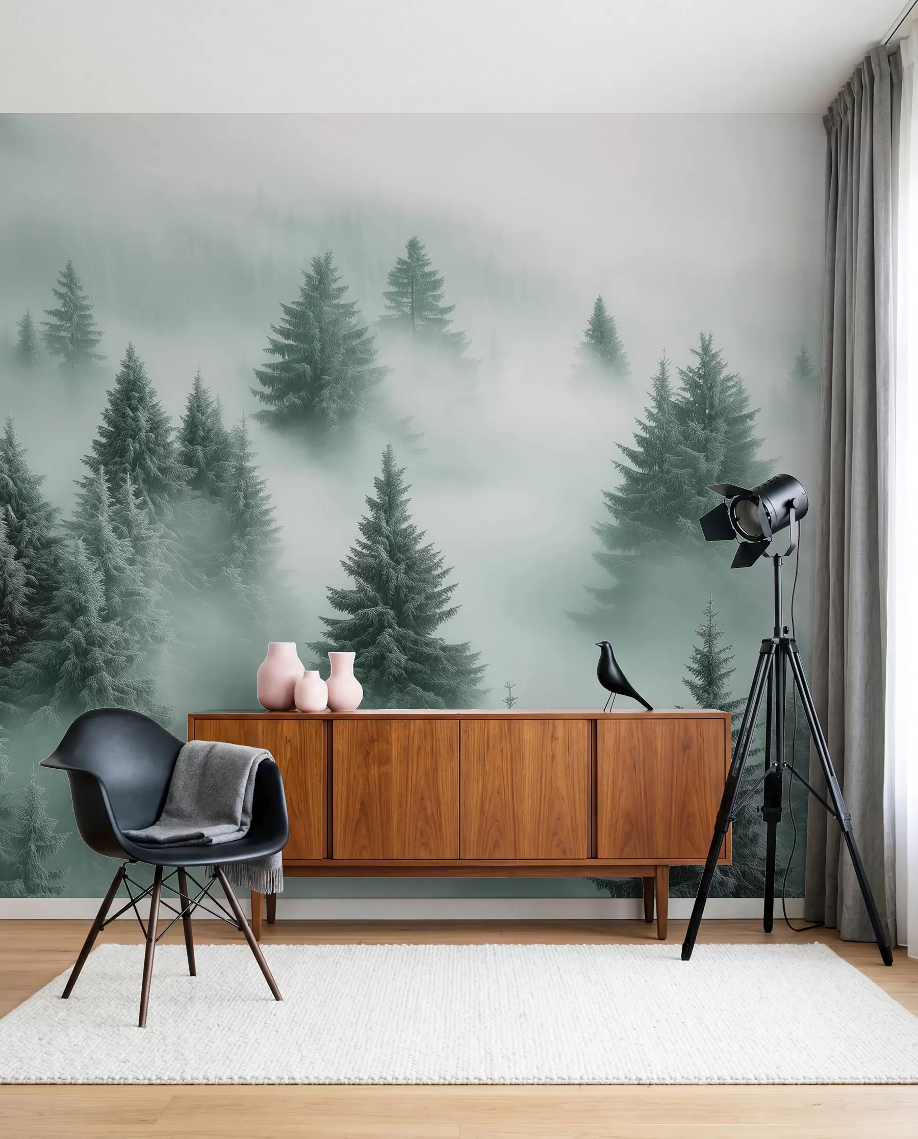 Wall Mural Photo Wallpaper Evergreens in Green Mist w02064v1