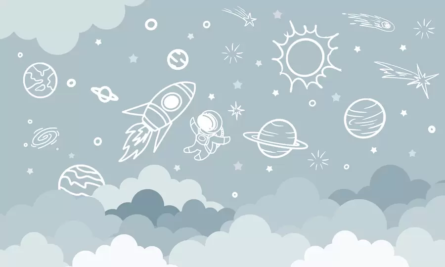 Wall Mural Photo Wallpaper Space planet and astronaut w02104v1