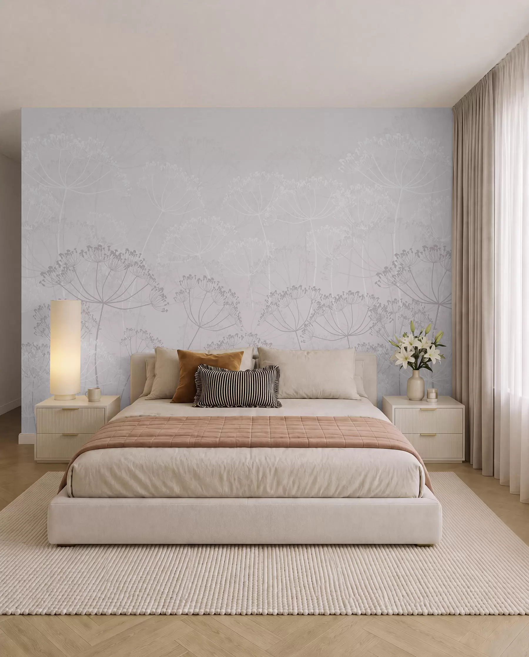 peintures murales Dentelle de prairie rose w02105