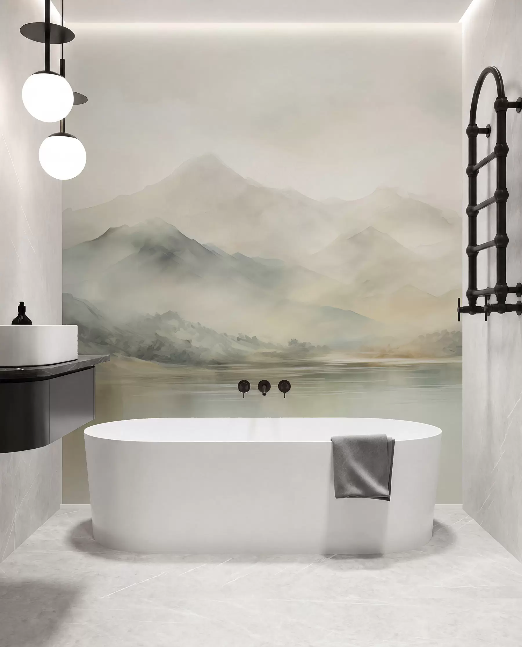 wall murals Painted watercolor mountain landscape w02115