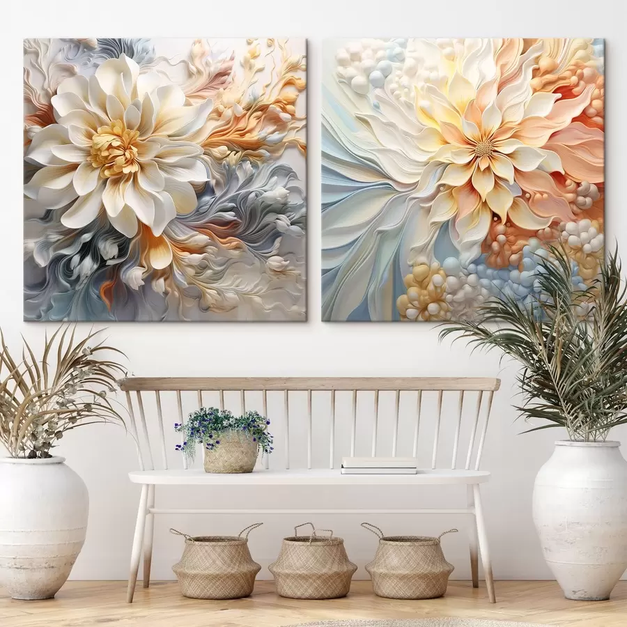 murales Flores abstractas volumétricas m00379