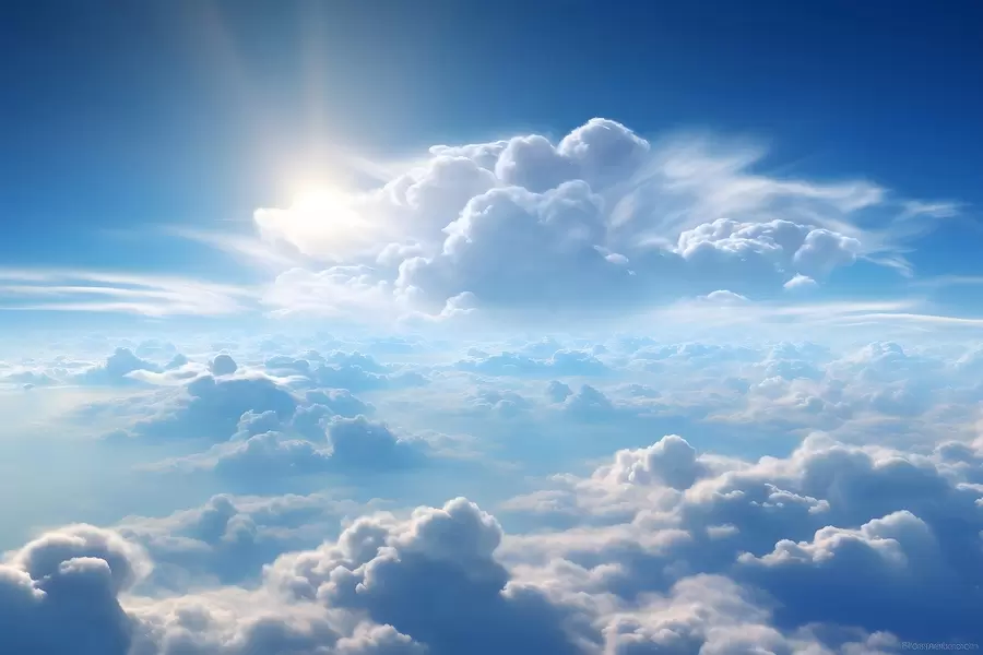 wall murals Serene skies with fluffy clouds above u76148