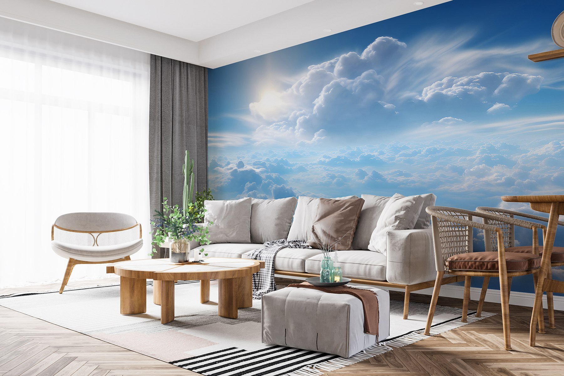 Wall Mural Photo Wallpaper Serene skies with fluffy clouds above Nr