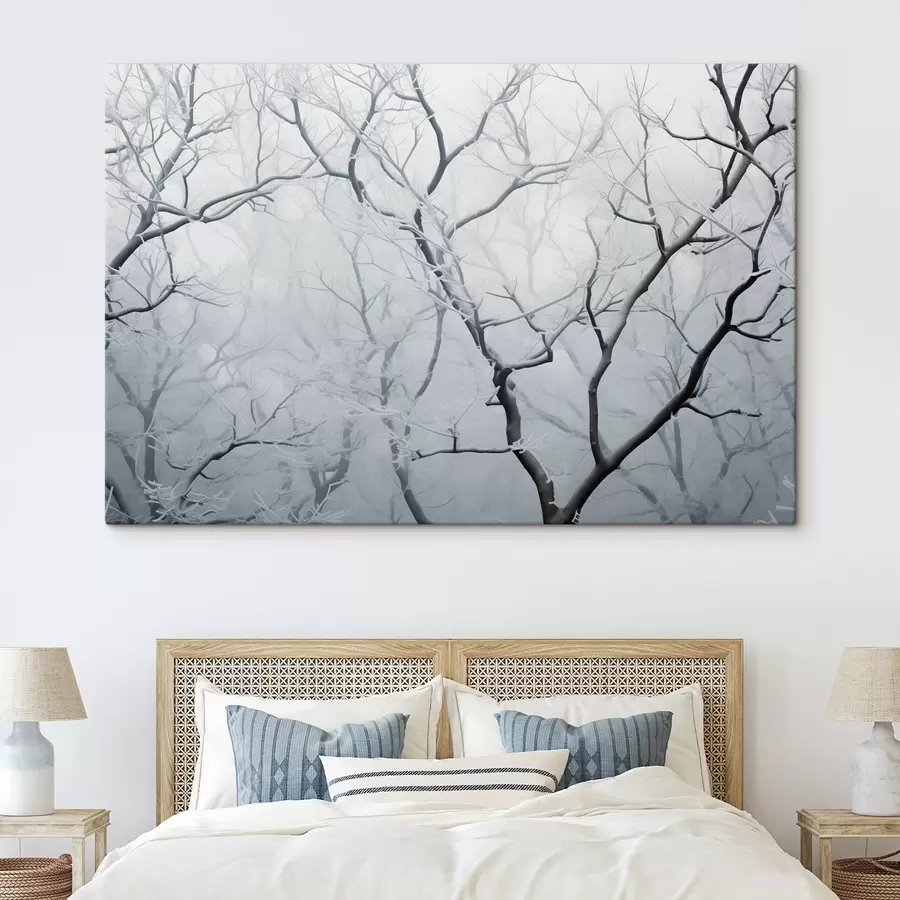 wall murals Tree branches in frost, minimalism s41469