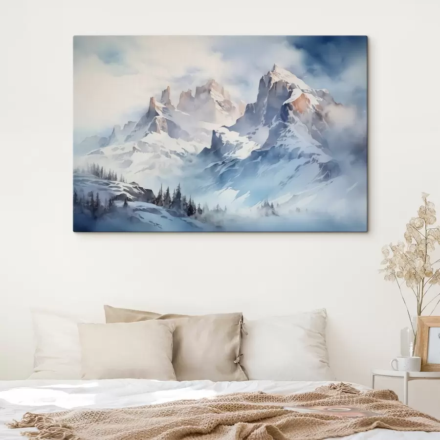 wall murals Snowy mountains watercolor s41471