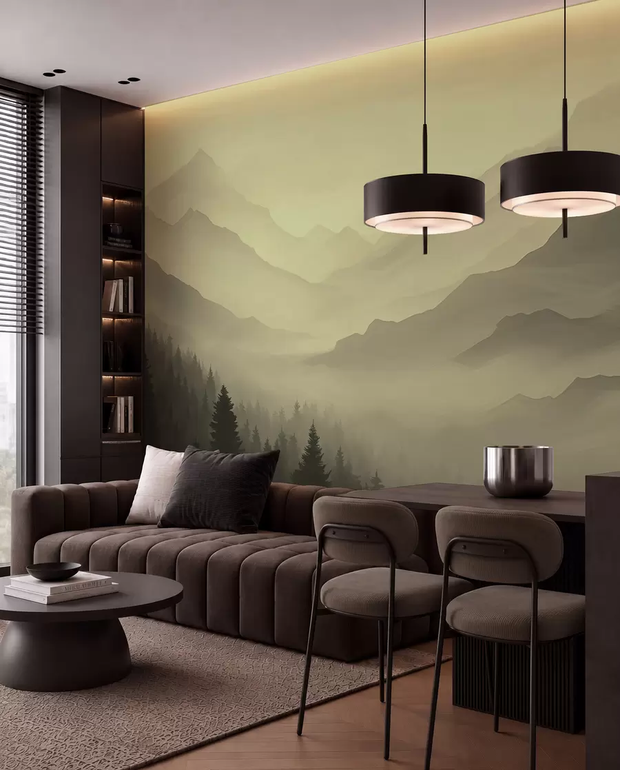 wall murals Forest and mountains in green shades w02186v1