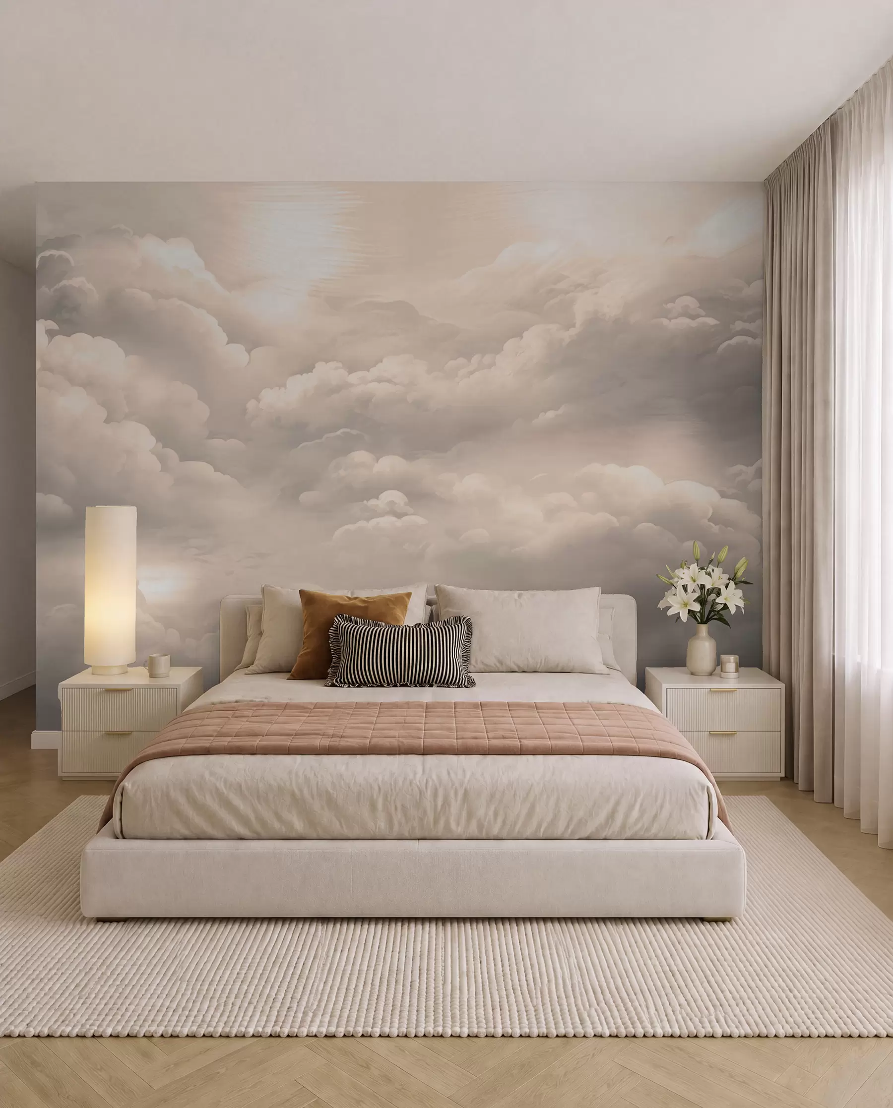 wall murals Clouds in sepia colour w02189