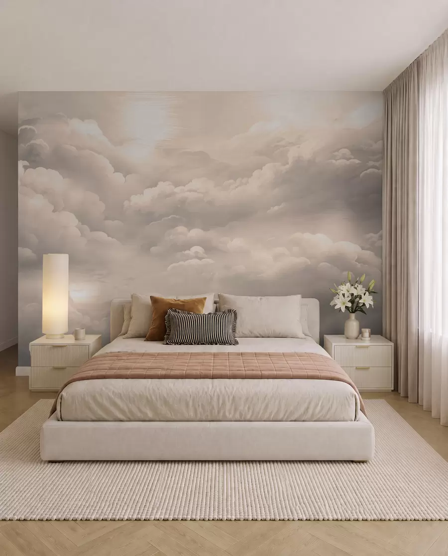 wall murals Clouds in sepia colour w02189