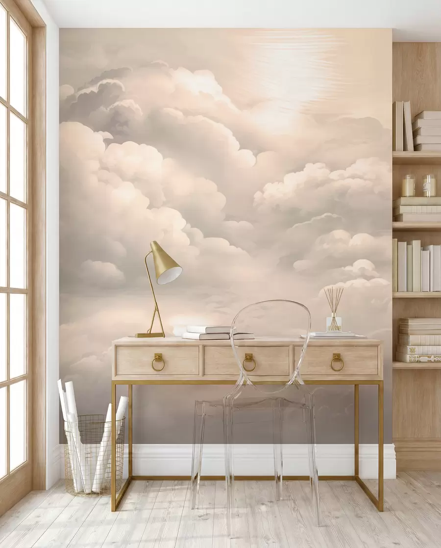 wall murals Clouds in sepia colour w02189