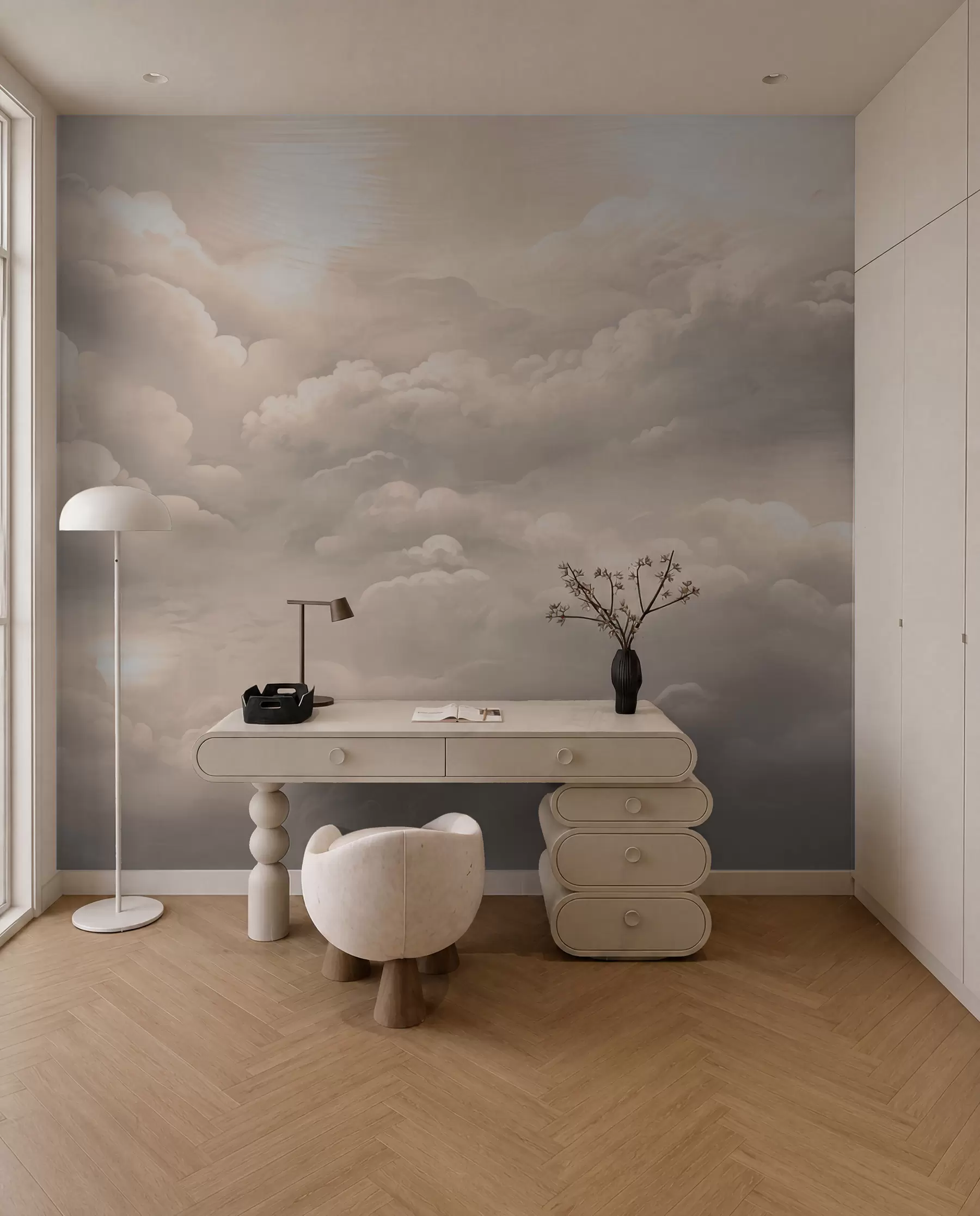 Wall Mural Photo Wallpaper Clouds in sepia colour w02189