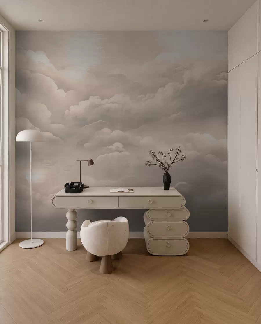 Wall Mural Photo Wallpaper Clouds in sepia colour w02189