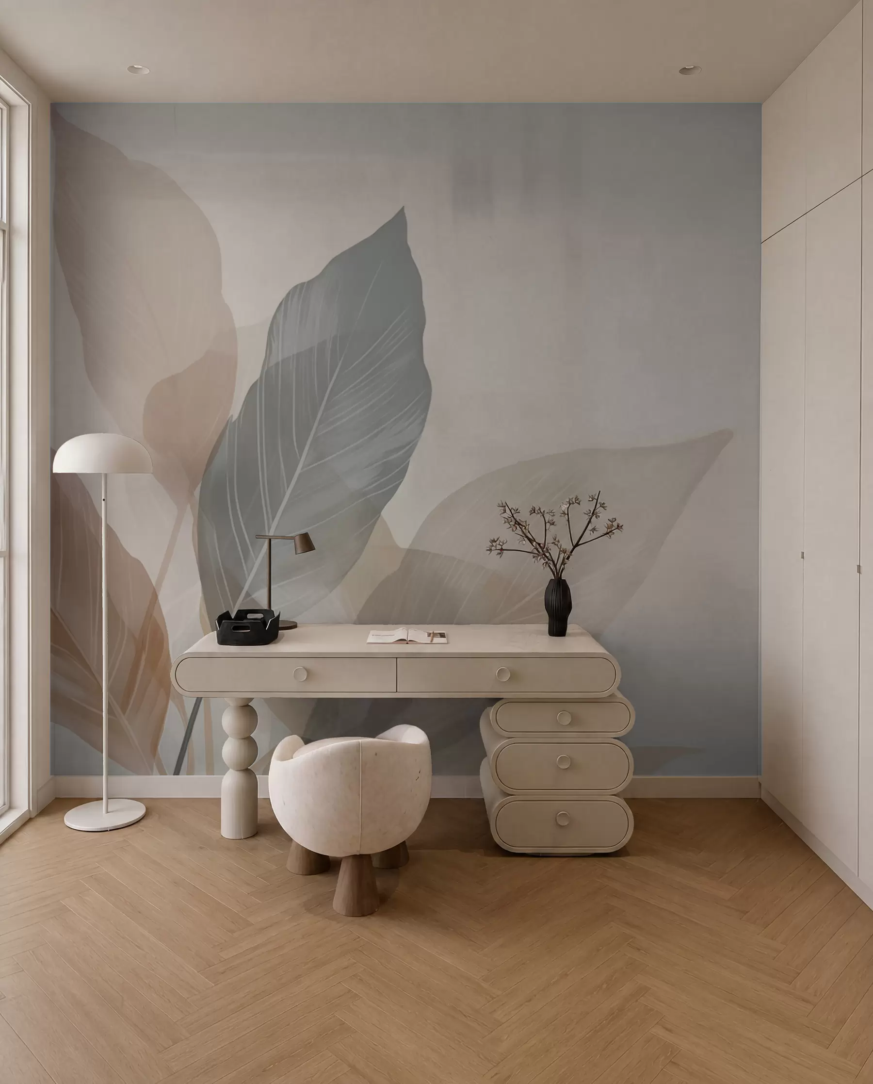 wall murals Retro leaves w02190