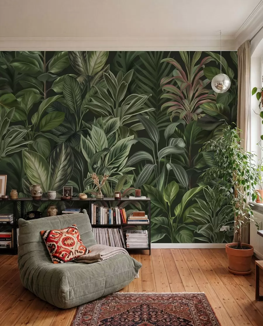 Wall Mural Photo Wallpaper Thick green tropical foliage w02126