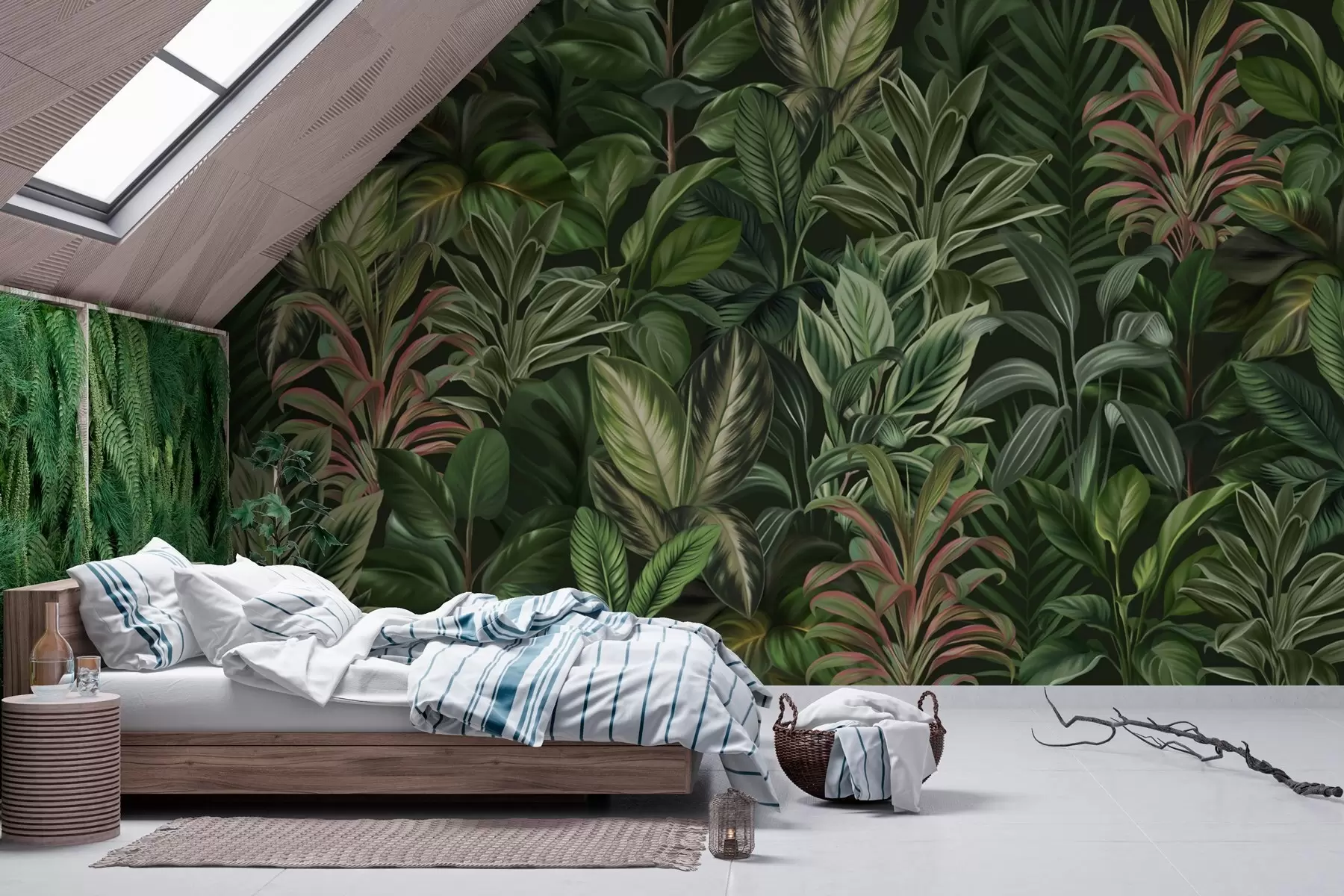 wall murals Thick green tropical foliage w02126