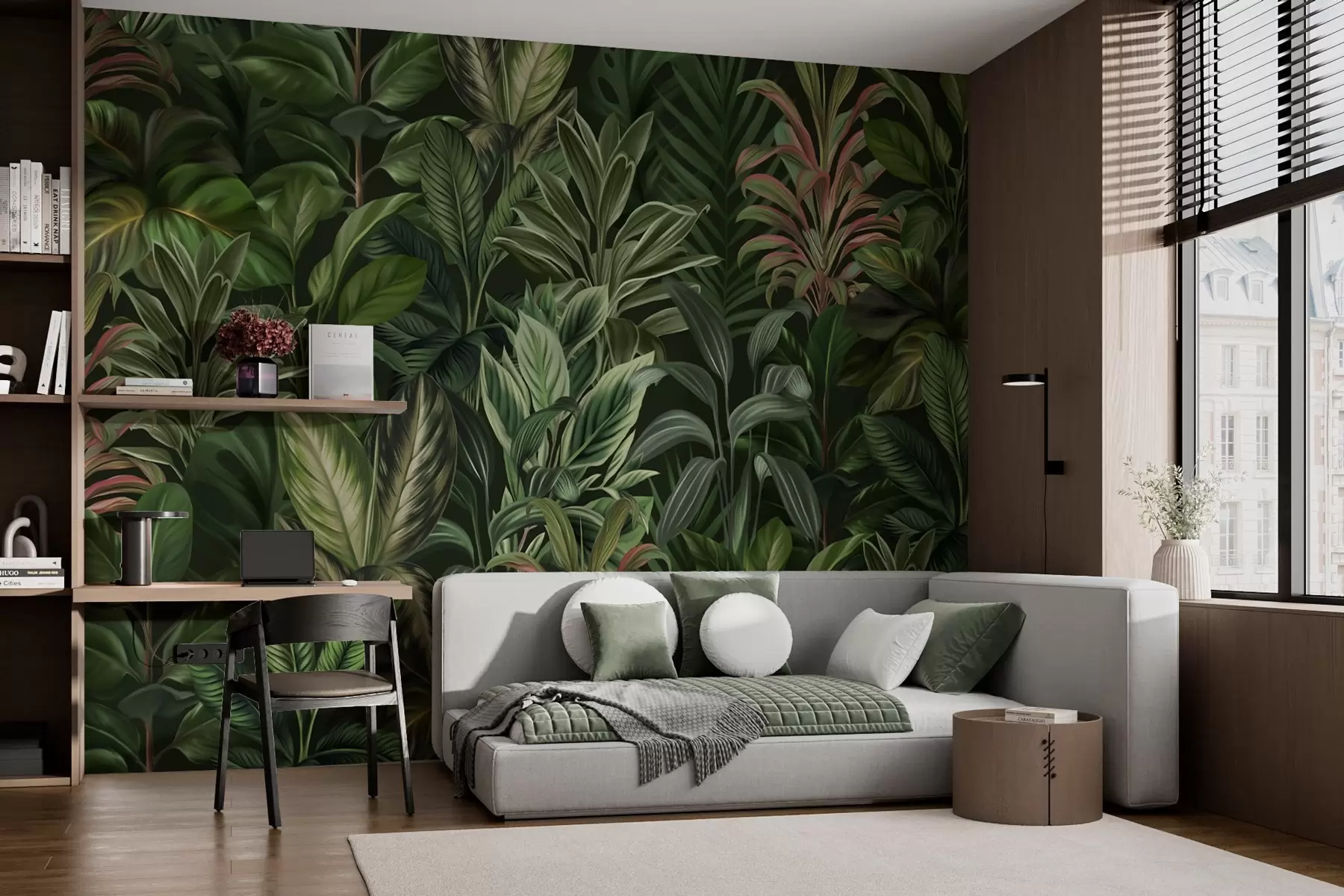 murales Espeso follaje tropical verde w02126
