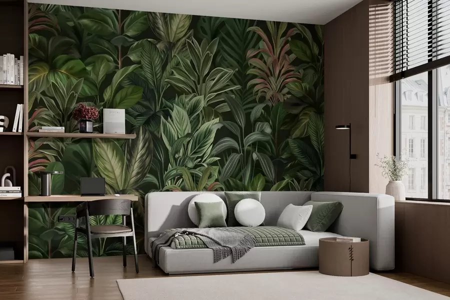 Wall Mural Photo Wallpaper Thick green tropical foliage w02126
